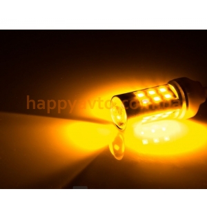 Поворот желтый 1156 21SMD (3535) с линзой одноконтактная